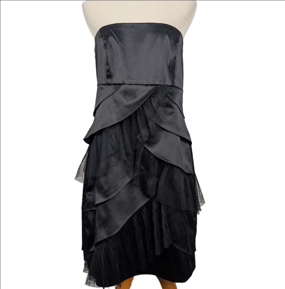 RW&CO Black Corset Strapless Ruffle Dress Size 10 - Picture 6 of 6